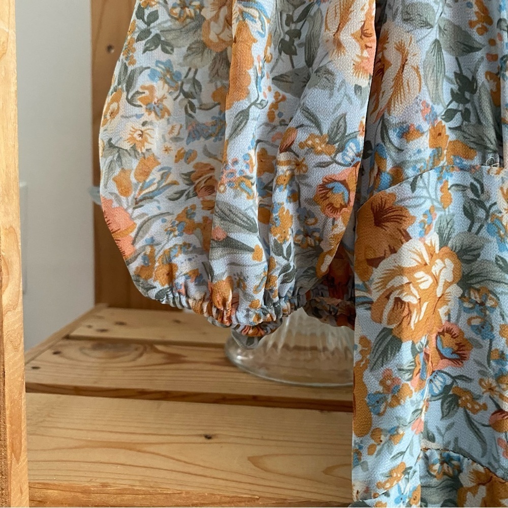 Petal & Pup Blue Orange Floral Gelasius Midi Maxi Dress 4 - Picture 8 of 16